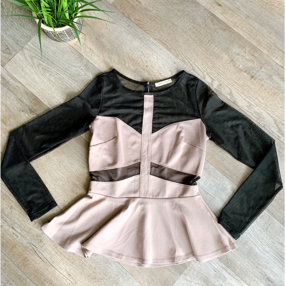 Dressy top with mesh sleeves